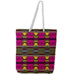 Pink yellow green shapes                                                   Full Print Rope Handle Tote (Large)