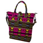 Pink yellow green shapes                                                       Buckle Top Tote Bag