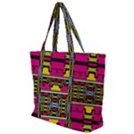 Pink yellow green shapes                                                   Zip Up Canvas Bag