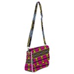 Pink yellow green shapes                                                   Shoulder Bag with Back Zipper