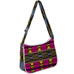 Pink yellow green shapes                                                   Zip Up Shoulder Bag