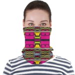 Pink yellow green shapes                                                   Face Seamless Bandana (Adult)