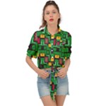 Rectangles on a green background                                                        Tie Front Shirt