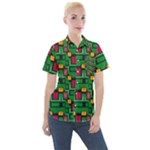 Rectangles on a green background                                                      Women s Short Sleeve Pocket Shirt