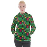 Rectangles on a green background                                                      Women s Hooded Pullover