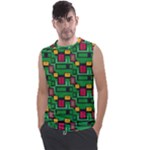 Rectangles on a green background                                                      Men s Regular Tank Top