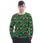 Rectangles on a green background                                                      Men s Long Sleeve Raglan Tee