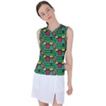 Rectangles on a green background                                                       Women s Sleeveless Mesh Sports Top