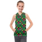 Rectangles on a green background                                                     Kids  Sleeveless Hoodie