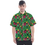 Rectangles on a green background                                                      Men s Short Sleeve Shirt