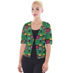 Rectangles on a green background                                                     Cropped Button Cardigan