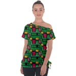 Rectangles on a green background                                                       Off Shoulder Tie-Up Tee