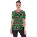 Rectangles on a green background                                                       Shoulder Cut Out Short Sleeve Top