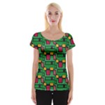 Rectangles on a green background                                                        Women s Cap Sleeve Top