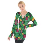 Rectangles on a green background                                                         Women s Tie Up Tee