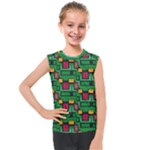 Rectangles on a green background                                                        Kids  Mesh Tank Top