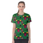 Rectangles on a green background                                                        Women s Cotton Tee