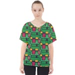 Rectangles on a green background                                                       V-Neck Dolman Drape Top