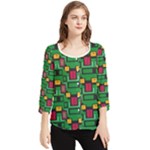 Rectangles on a green background                                                        Chiffon Quarter Sleeve Blouse