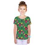 Rectangles on a green background                                                         Kids  One Piece Tee