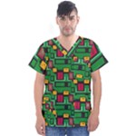 Rectangles on a green background                                                         Men s V-Neck Scrub Top