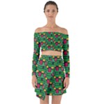 Rectangles on a green background                                                           Off Shoulder Top with Skirt Set