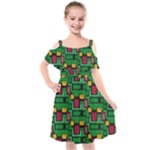 Rectangles on a green background                                                          Cut Out Shoulders Chiffon Dress