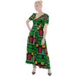 Rectangles on a green background                                                           Button Up Short Sleeve Maxi Dress