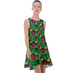 Rectangles on a green background                                                           Frill Swing Dress