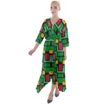 Rectangles on a green background                                      Quarter Sleeve Wrap Front Maxi Dress