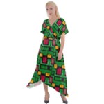 Rectangles on a green background                                                         Cross Front Sharkbite Hem Maxi Dress