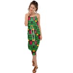 Rectangles on a green background                                                        Waist Tie Cover Up Chiffon Dress