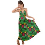 Rectangles on a green background                                                         Backless Maxi Beach Dress