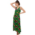 Rectangles on a green background                                                          V-Neck Chiffon Maxi Dress