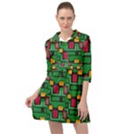 Rectangles on a green background                                                          Mini Skater Shirt Dress