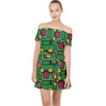 Rectangles on a green background                                                      Off Shoulder Chiffon Dress