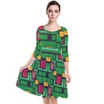 Rectangles on a green background                                                          Quarter Sleeve Waist Band Dress