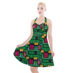 Rectangles on a green background                                                           Halter Party Swing Dress