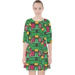 Rectangles on a green background                                                          Quarter Sleeve Pocket Dress