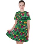 Rectangles on a green background                                                       Short Sleeve Shoulder Cut Out Dress