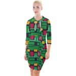 Rectangles on a green background                                                          Quarter Sleeve Hood Bodycon Dress