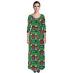 Rectangles on a green background                                                          Quarter Sleeve Maxi Dress