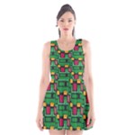 Rectangles on a green background                                                        Scoop Neck Skater Dress