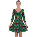 Rectangles on a green background                                                       Quarter Sleeve Skater Dress