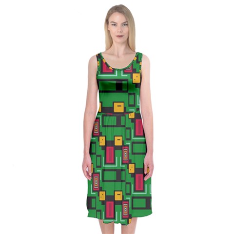 Rectangles on a green background                                                       Midi Sleeveless Dress from ArtsNow.com