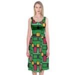 Rectangles on a green background                                                       Midi Sleeveless Dress