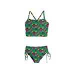 Rectangles on a green background                                                        Girls  Tankini Swimsuit