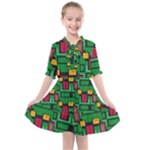 Rectangles on a green background                                                     Kids  All Frills Chiffon Dress