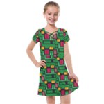 Rectangles on a green background                                                      Kids  Cross Web Dress