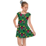 Rectangles on a green background                                                       Kids Cap Sleeve Dress